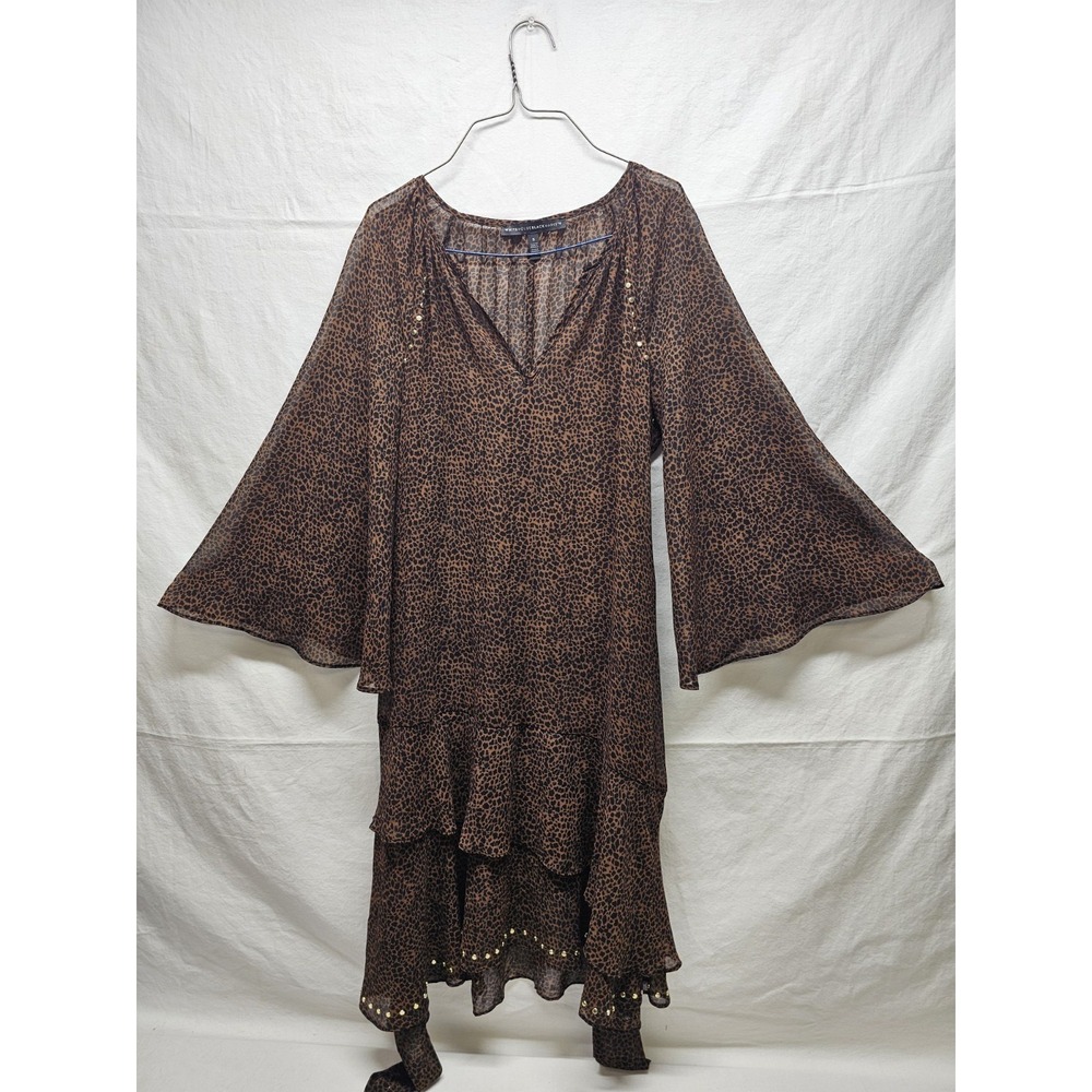 White House Black Market Sheer Leopard Print Midi‎ Dress Small - Picture 4 of 6